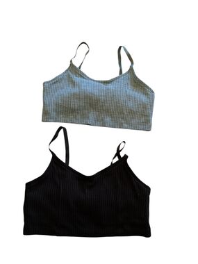 aerie Black Ribbed Bralette X2